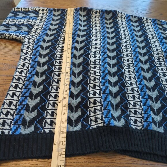 Vintage Street Closed blue black Men’s Cardigan Size L 90s geometric zigzag knit - Picture 15 of 15